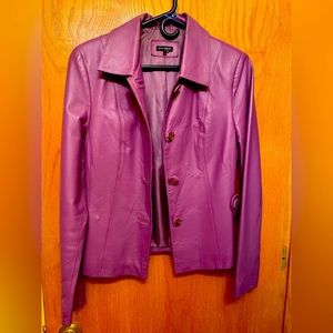 Purple genuine leather jacket.